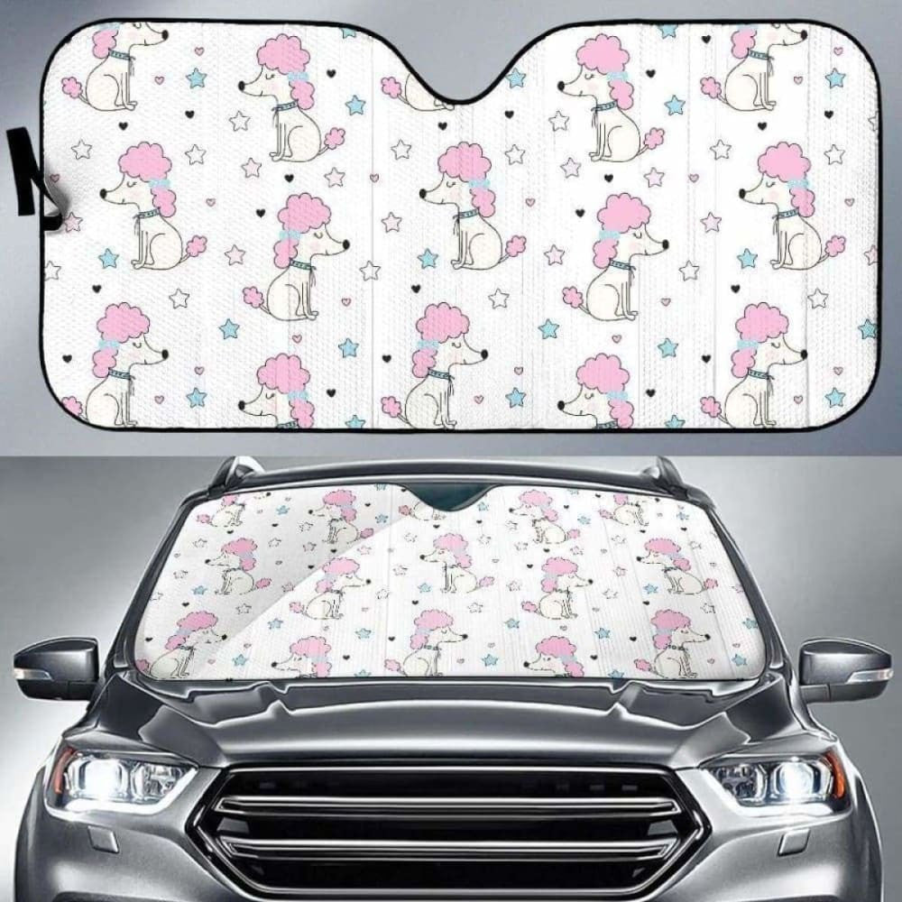 Cute Poodle Dog Star Pattern Car Auto Sun Shades