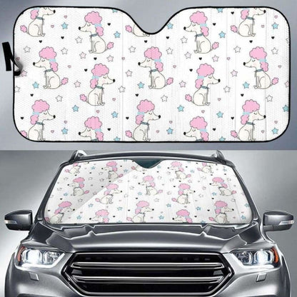 Cute Poodle Dog Star Pattern Car Auto Sun Shades