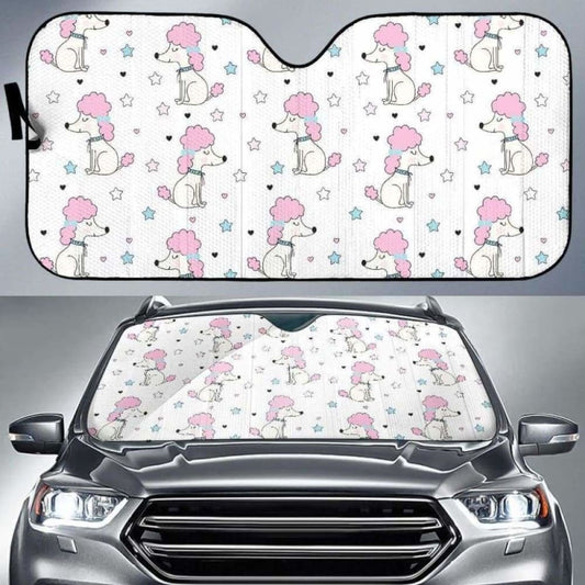 Cute Poodle Dog Star Pattern Car Auto Sun Shades