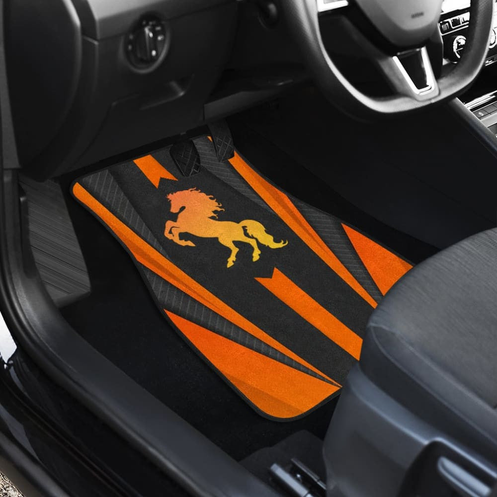 Black Orange Horse Mustang Metallic Style Printed Amazing Gift Ideas Car Floor Mats