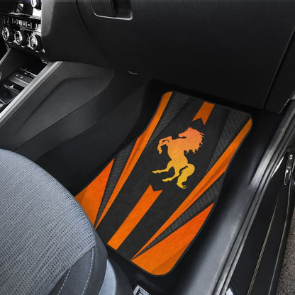 Black Orange Horse Mustang Metallic Style Printed Amazing Gift Ideas Car Floor Mats