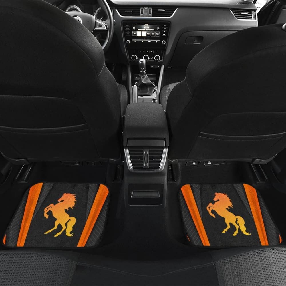 Black Orange Horse Mustang Metallic Style Printed Amazing Gift Ideas Car Floor Mats