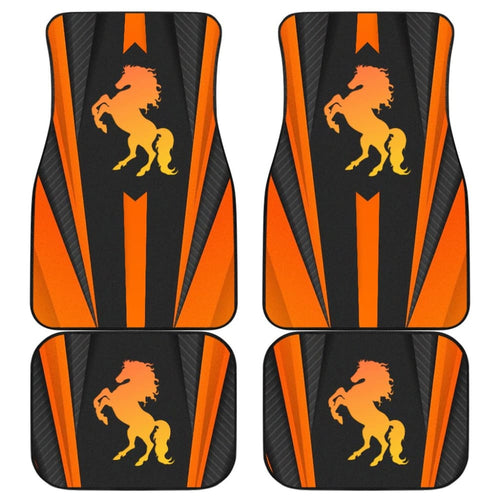 Black Orange Horse Mustang Metallic Style Printed Amazing Gift Ideas Car Floor Mats