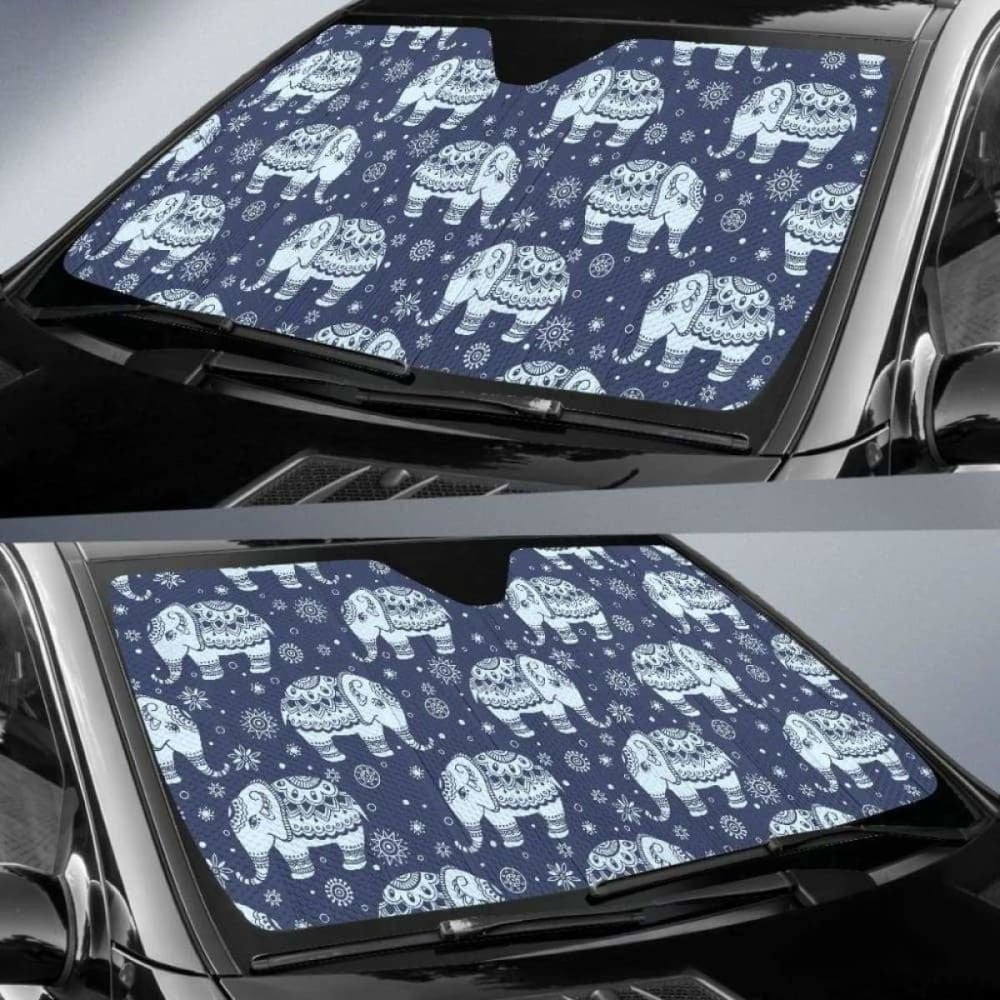 Elephant Tribal Design Pattern Car Auto Sun Shades