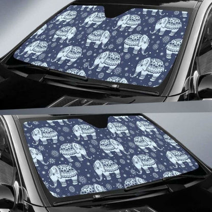 Elephant Tribal Design Pattern Car Auto Sun Shades