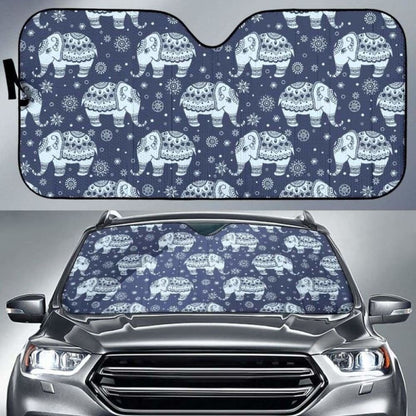 Elephant Tribal Design Pattern Car Auto Sun Shades