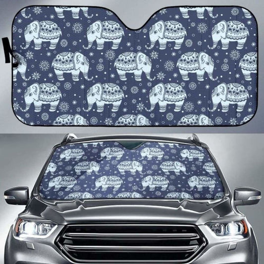 Elephant Tribal Design Pattern Car Auto Sun Shades