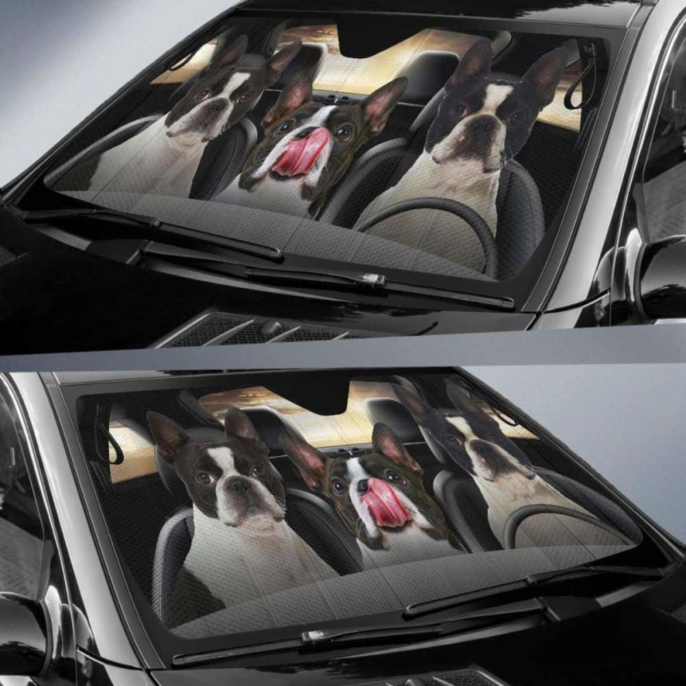Boston Terrier Car Auto Sun Shade Funny Dog Windshield