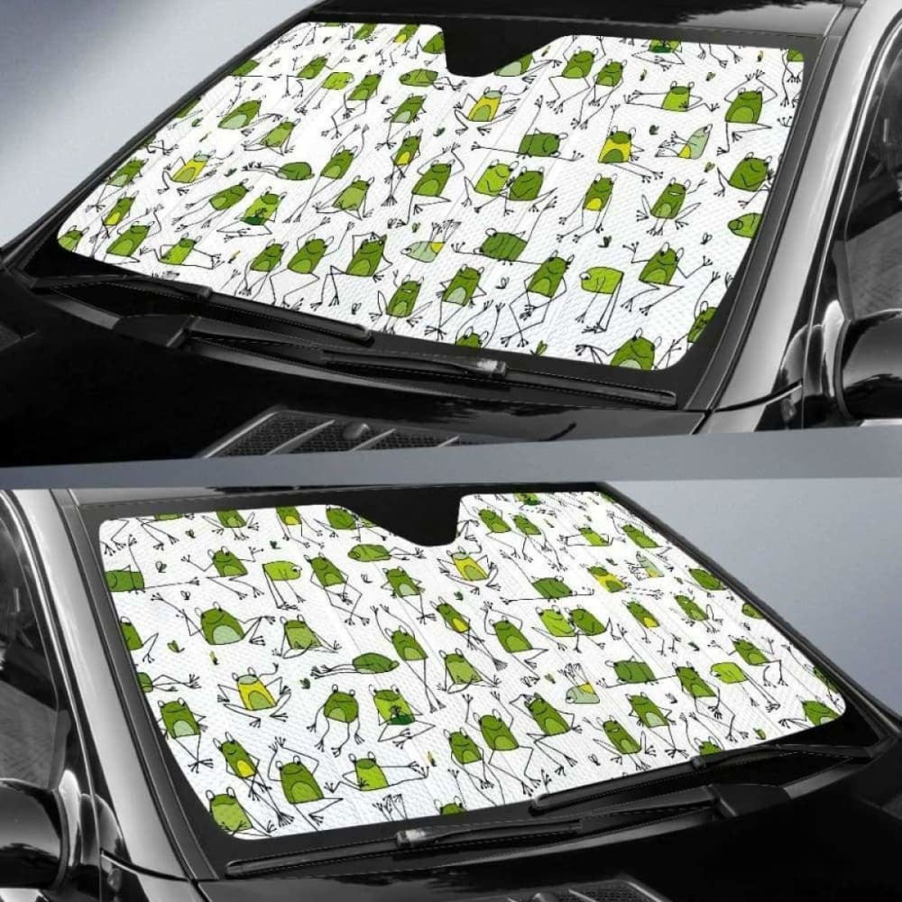 Sketch Funny Frog Pattern Car Auto Sun Shades