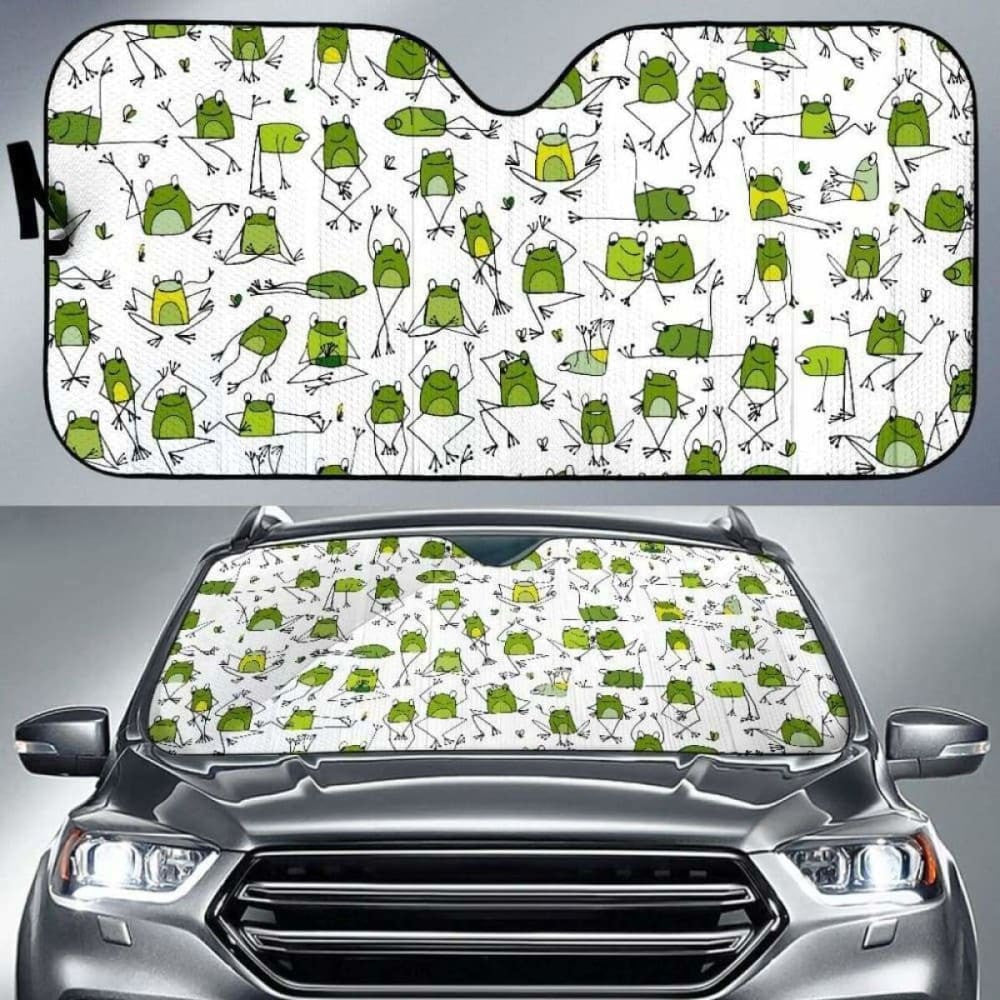 Sketch Funny Frog Pattern Car Auto Sun Shades