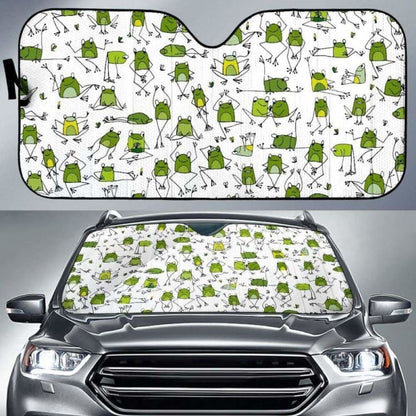 Sketch Funny Frog Pattern Car Auto Sun Shades