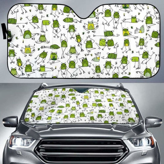 Sketch Funny Frog Pattern Car Auto Sun Shades