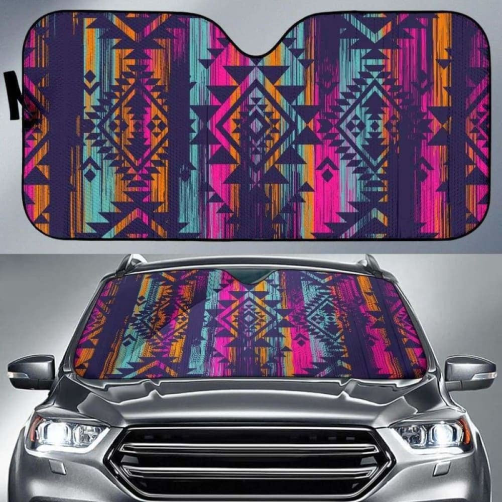 Colorful Boho Aztec Streaks Car Sun Shades