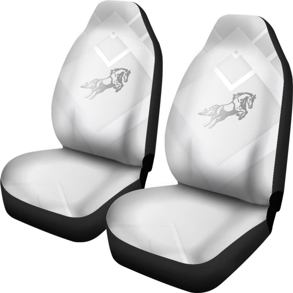 Amazing Shine Silver Horse Mustang Custom Metallic Style Printed Car Seat Covers