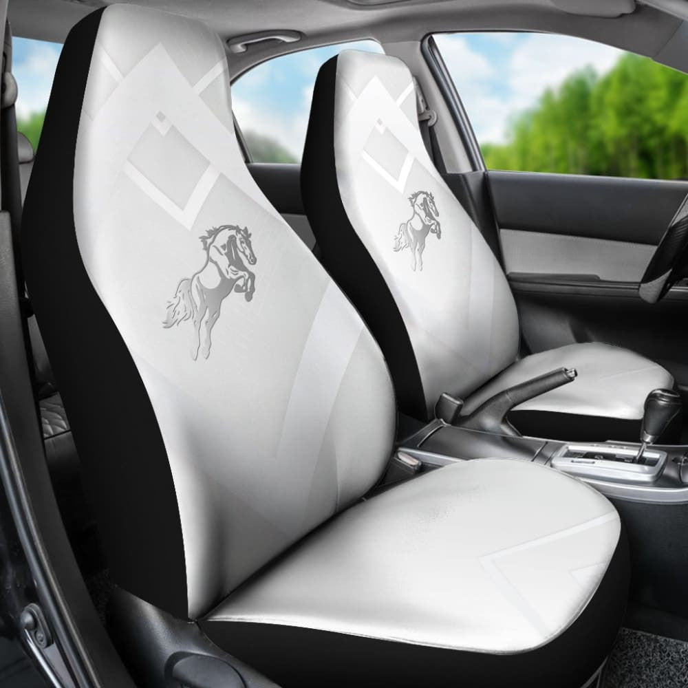 Amazing Shine Silver Horse Mustang Custom Metallic Style Printed Car Seat Covers
