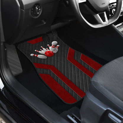 Bowling Metallic Style Printed Black Red Themed Car Floor Mats