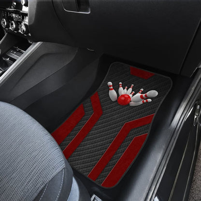 Bowling Metallic Style Printed Black Red Themed Car Floor Mats