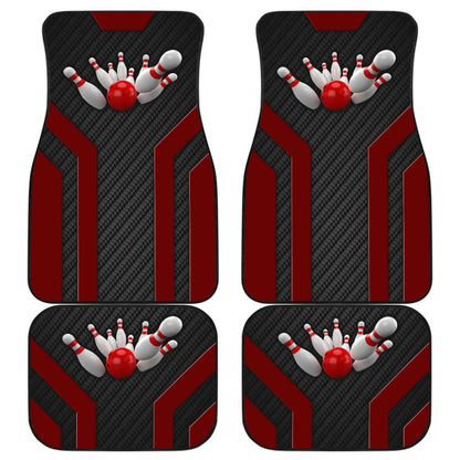 Bowling Metallic Style Printed Black Red Themed Car Floor Mats