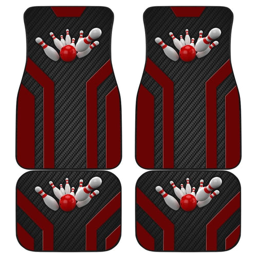 Bowling Metallic Style Printed Black Red Themed Car Floor Mats