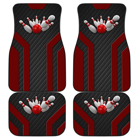 Bowling Metallic Style Printed Black Red Themed Car Floor Mats