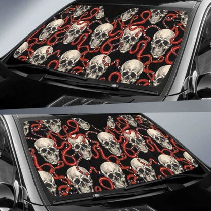 Red Snake Skull Pattern Car Auto Sun Shades