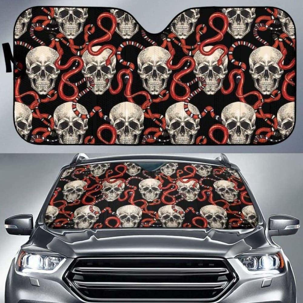 Red Snake Skull Pattern Car Auto Sun Shades