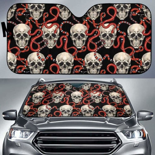 Red Snake Skull Pattern Car Auto Sun Shades