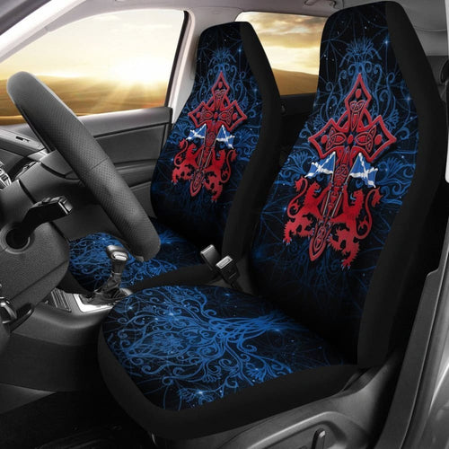 Scotland Celtic Car Seat Covers - Lion Rampant With Celtic Tree & Cross