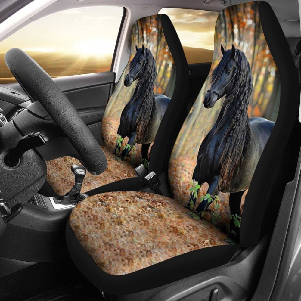 Beautiful Black Horse In The Forest Animal Car Seat Covers Amazing Gift Ideas