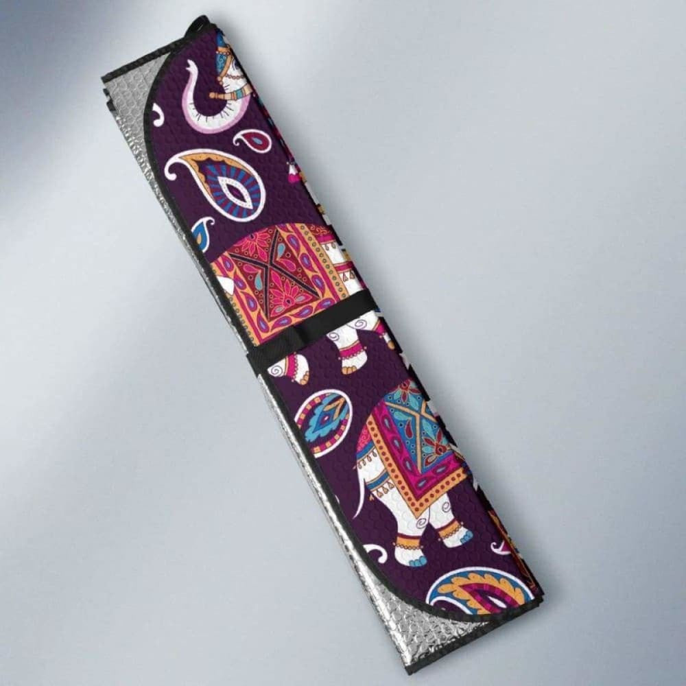Elephant Indian Style Ornament Pattern Car Auto Sun Shades