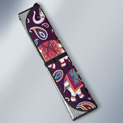 Elephant Indian Style Ornament Pattern Car Auto Sun Shades