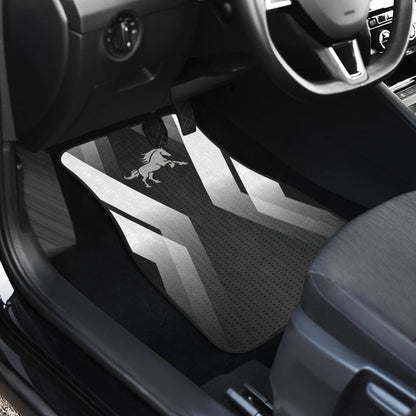 Amazing Black Silver Horse Mustang Custom Metallic Style Printed Car Floor Mats