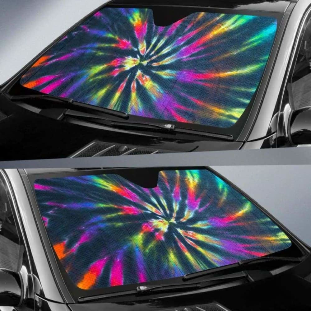 Colorful Neon Tie Dye Car Sun Shades