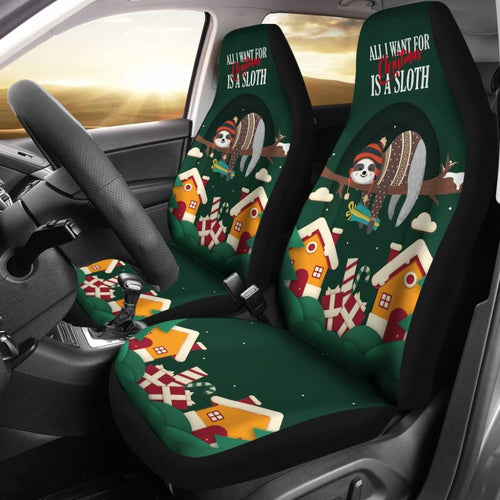 All I Want for Christmas Is A Sloth Car Seat Covers Merry Xmas