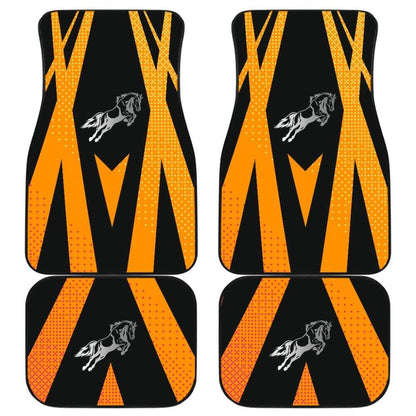 Amazing Black Orange Horse Mustang Custom Metallic Style Printed Car Floor Mats