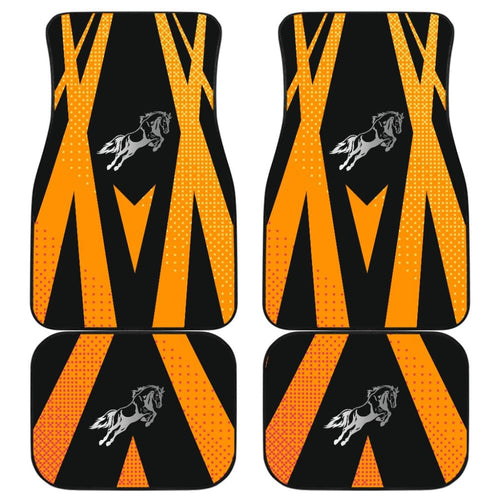 Amazing Black Orange Horse Mustang Custom Metallic Style Printed Car Floor Mats