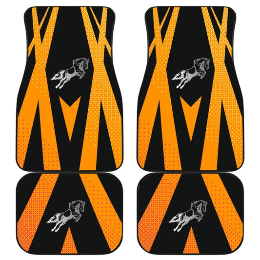 Amazing Black Orange Horse Mustang Custom Metallic Style Printed Car Floor Mats