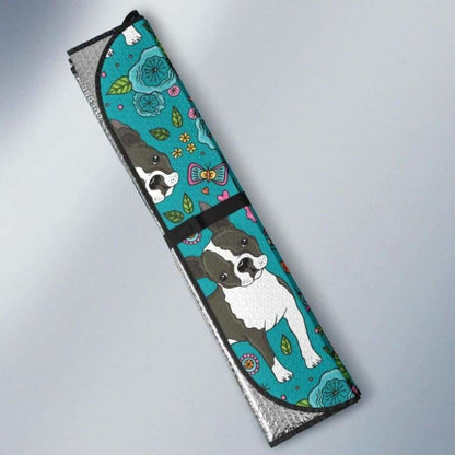 Boston Terrier Beautiful Flower Pattern Car Auto Sun Shades