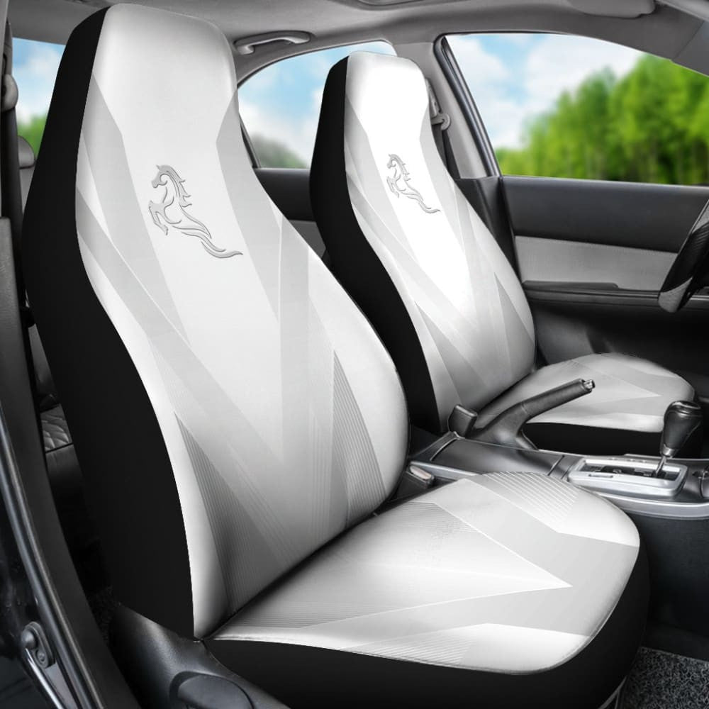 Shine Silver Horse Mustang Metallic Style Printed Car Accessories Car Seat Covers