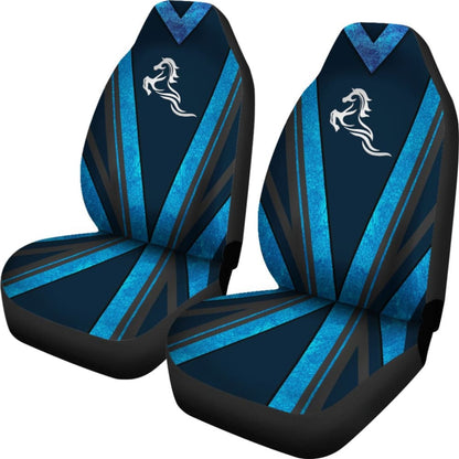Amazing Blue Horse Mustang Metallic Style Printed Car Accessories Car Seat Covers