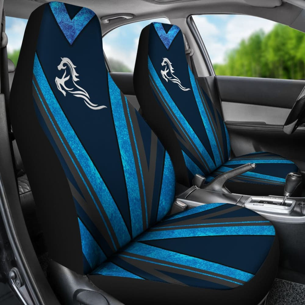 Amazing Blue Horse Mustang Metallic Style Printed Car Accessories Car Seat Covers