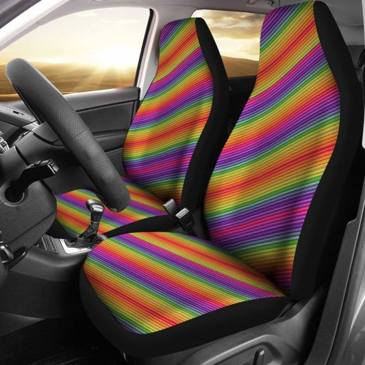 Rainbow Stripes Car Seat Covers