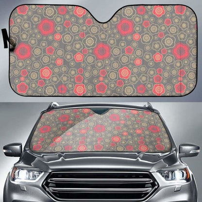 Red Gold Sakura Cherry Blossom Gray Background Car Auto Sun Shades