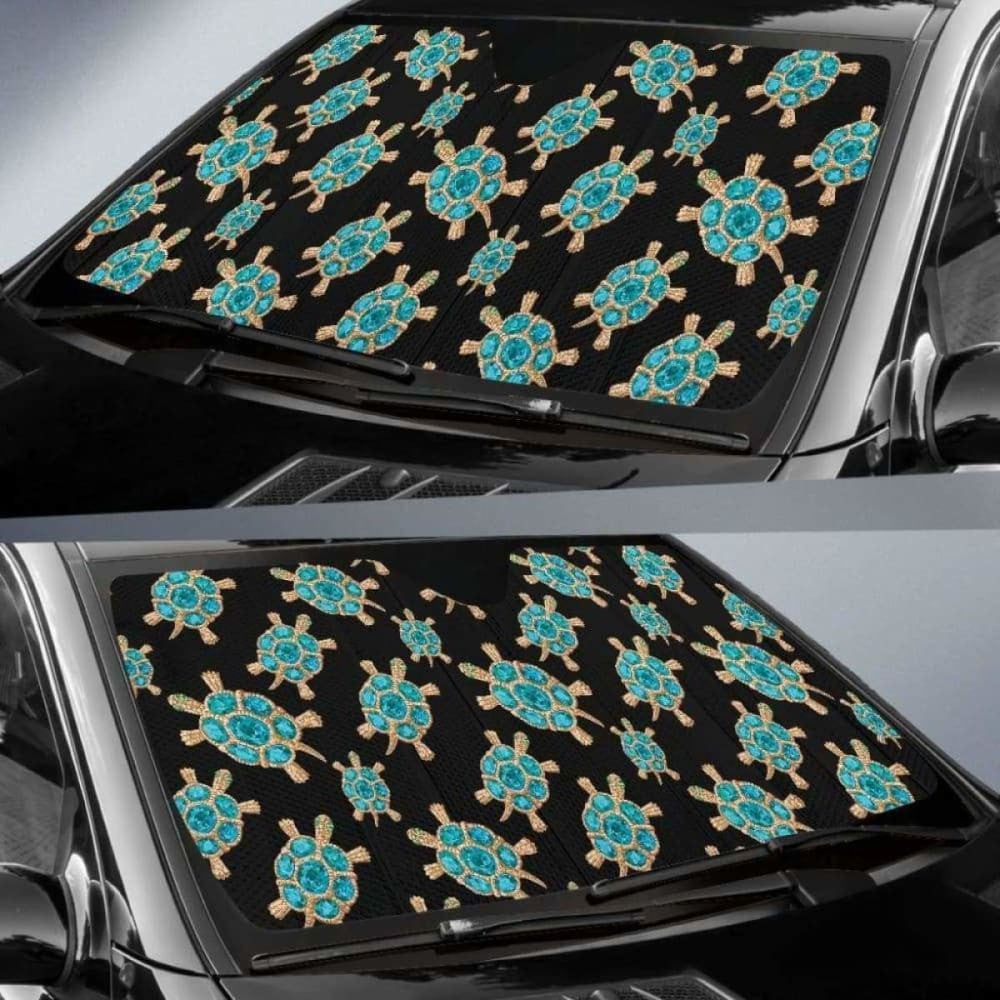 Sea Turtle Blue Stone Pattern Car Auto Sun Shades