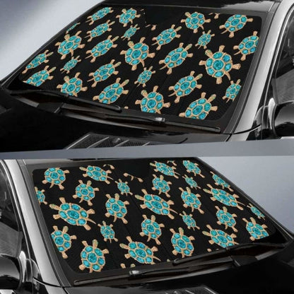 Sea Turtle Blue Stone Pattern Car Auto Sun Shades