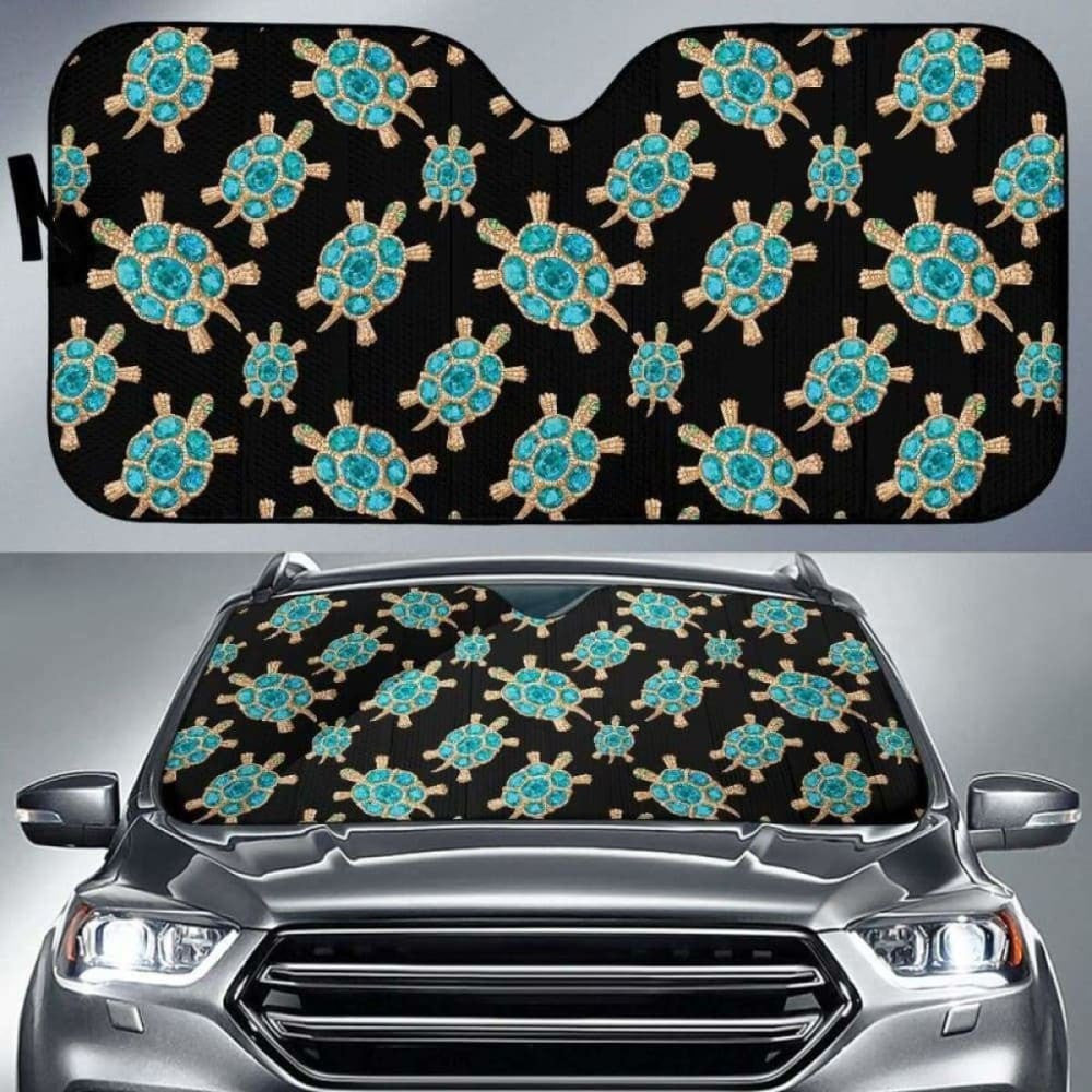 Sea Turtle Blue Stone Pattern Car Auto Sun Shades