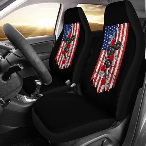 Snake And Flower Custom Design American Flag Style Car Seat Covers