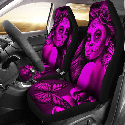 Calavera Fresh Look Design # Car Seat Covers (Pink Easy On The Eyes Rose) -