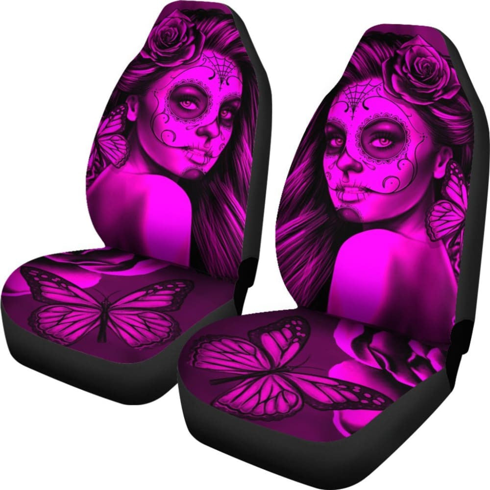 Calavera Fresh Look Design # Car Seat Covers (Pink Easy On The Eyes Rose) -