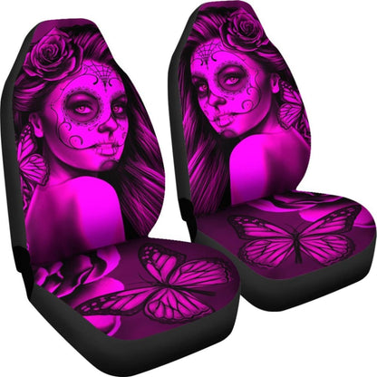 Calavera Fresh Look Design # Car Seat Covers (Pink Easy On The Eyes Rose) -